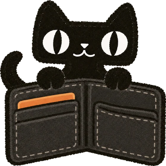 The cat holding an open wallet